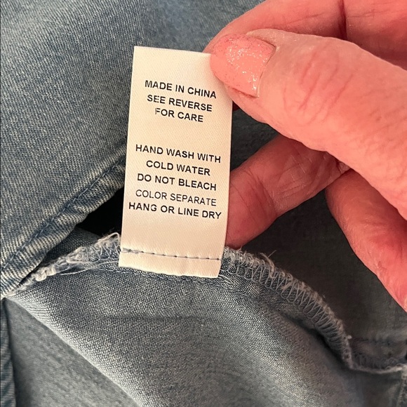 BiBi Light Blue Ruffle Sleeve Blouse NWT - Picture 10 of 10